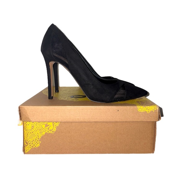 EUC Mix No. 6 Dahlen Black/Fine Mesh Pump Stiletto High Heels Women’s Size 8M - Picture 6 of 12